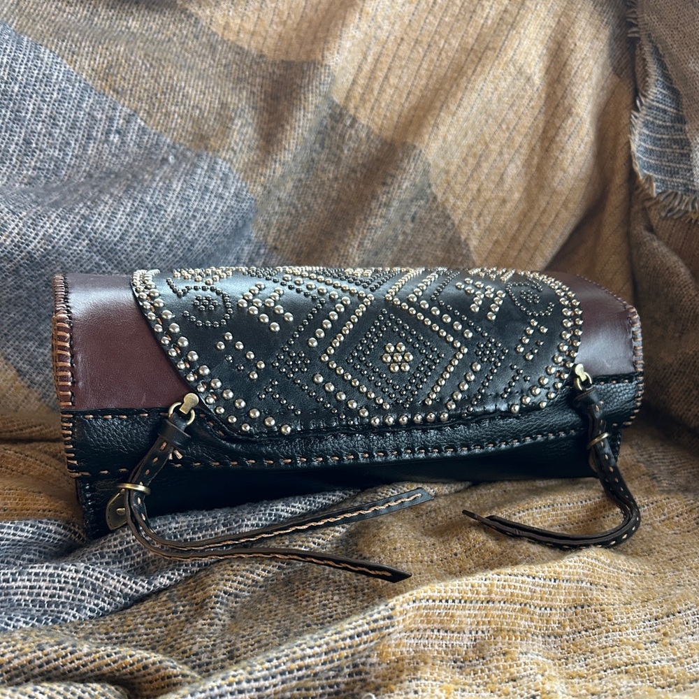 Motorcycle Studded Leather Handle-bar/tool Bag (Handcrafted/Recycled materials)